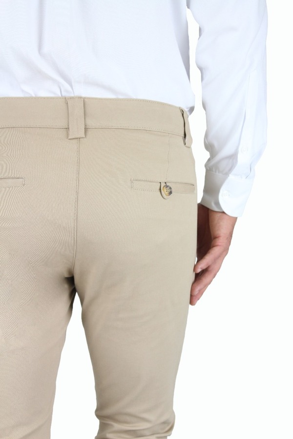 Pantalón Color Caki Estilo Chino De Algodón Para Caballero